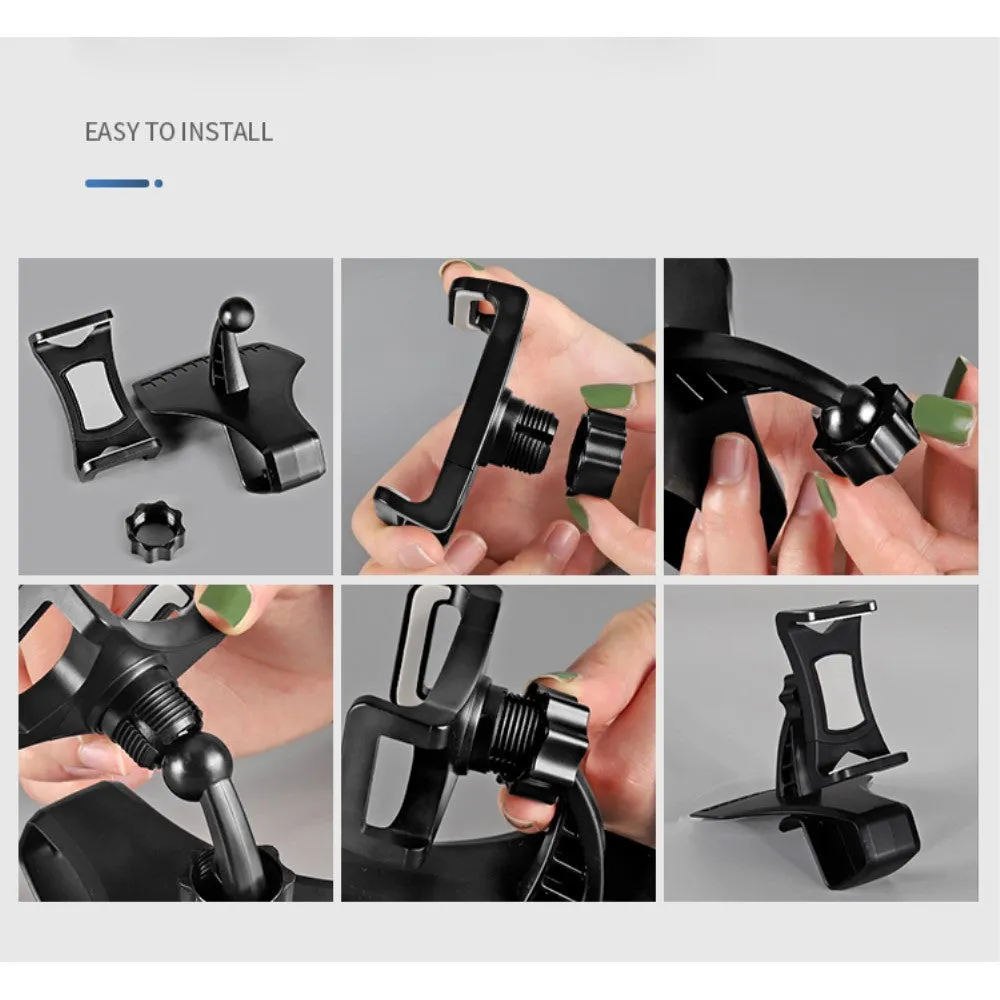 3 in 1 Car GPS Smartphone Holder: Dashboard / Visor Clamp   AC Grid Clip for ZTE Skate, Monte Carlo - Black