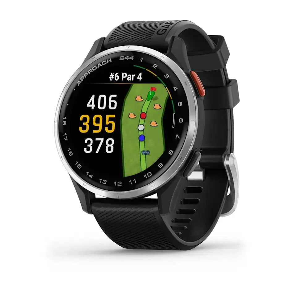 Approach® S44 - Silver Aluminium with Black Silicone Band