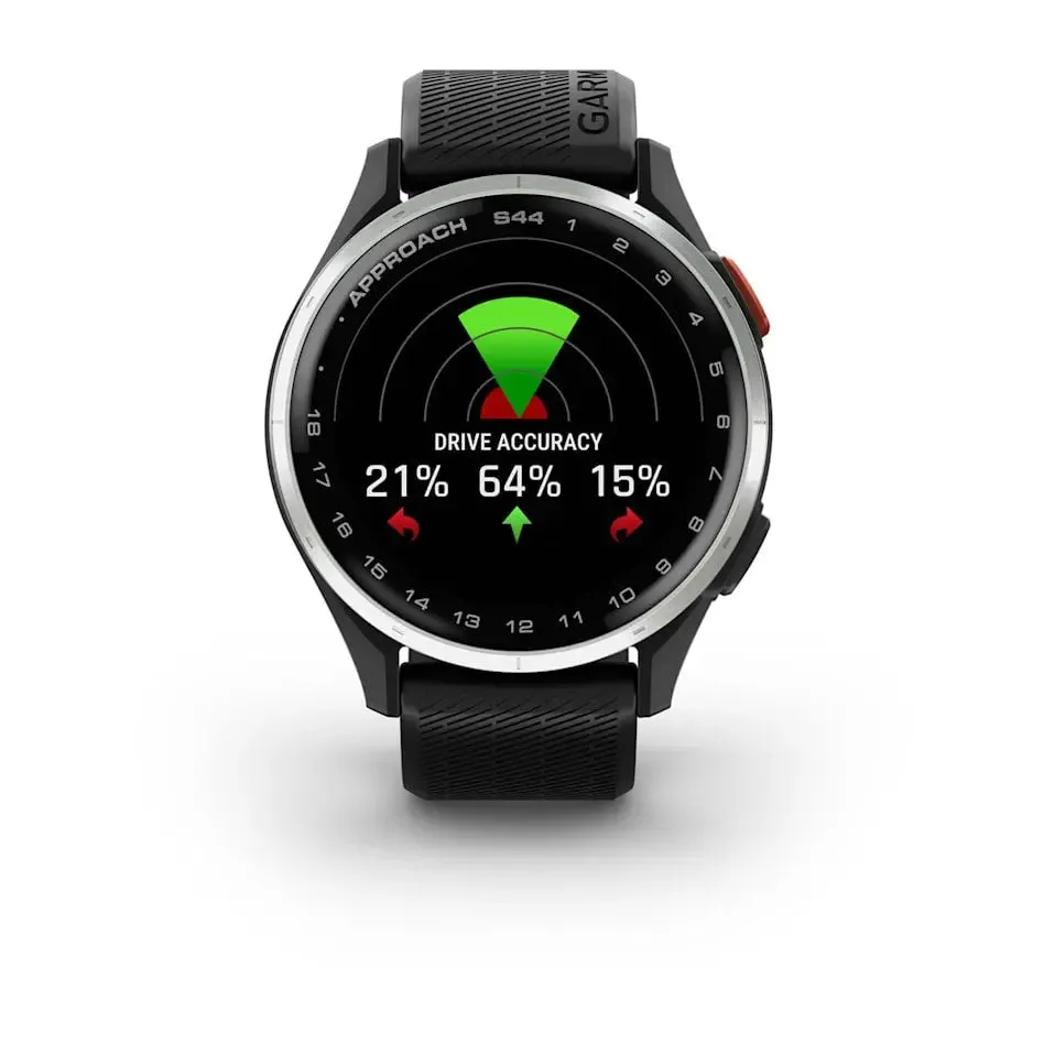 Approach® S44 - Silver Aluminium with Black Silicone Band