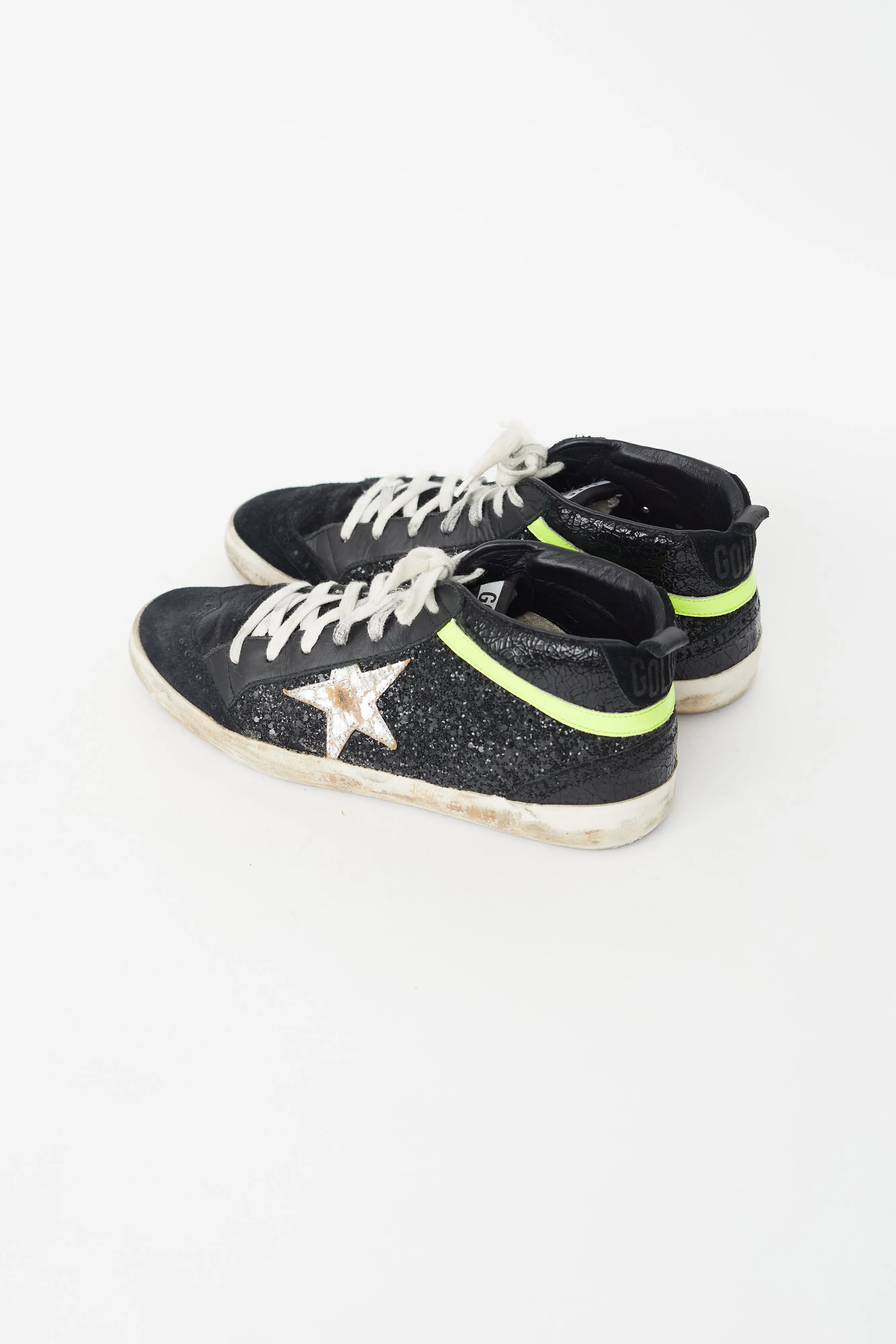 Black Embellished Mid Star Sneaker