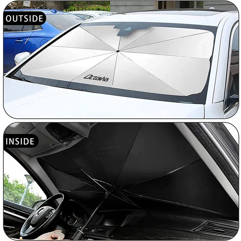 Color: Orange - Car Windshield Sunshade Umbrella Car Front