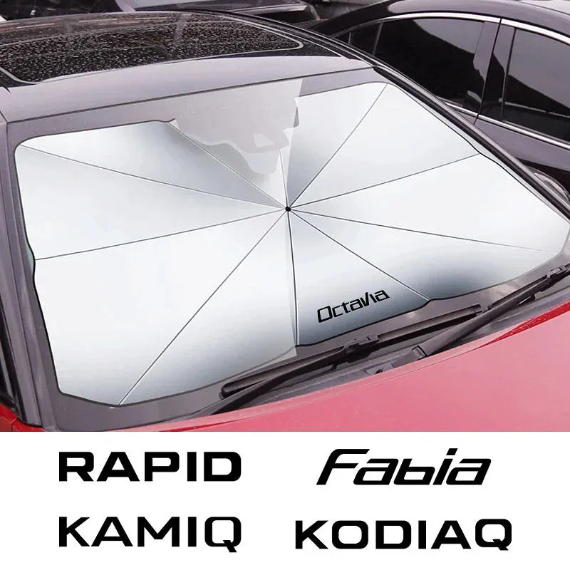 Color: Orange - Car Windshield Sunshade Umbrella Car Front