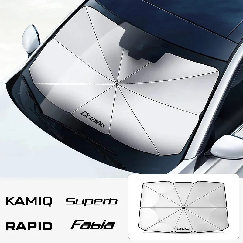 Color: Orange - Car Windshield Sunshade Umbrella Car Front