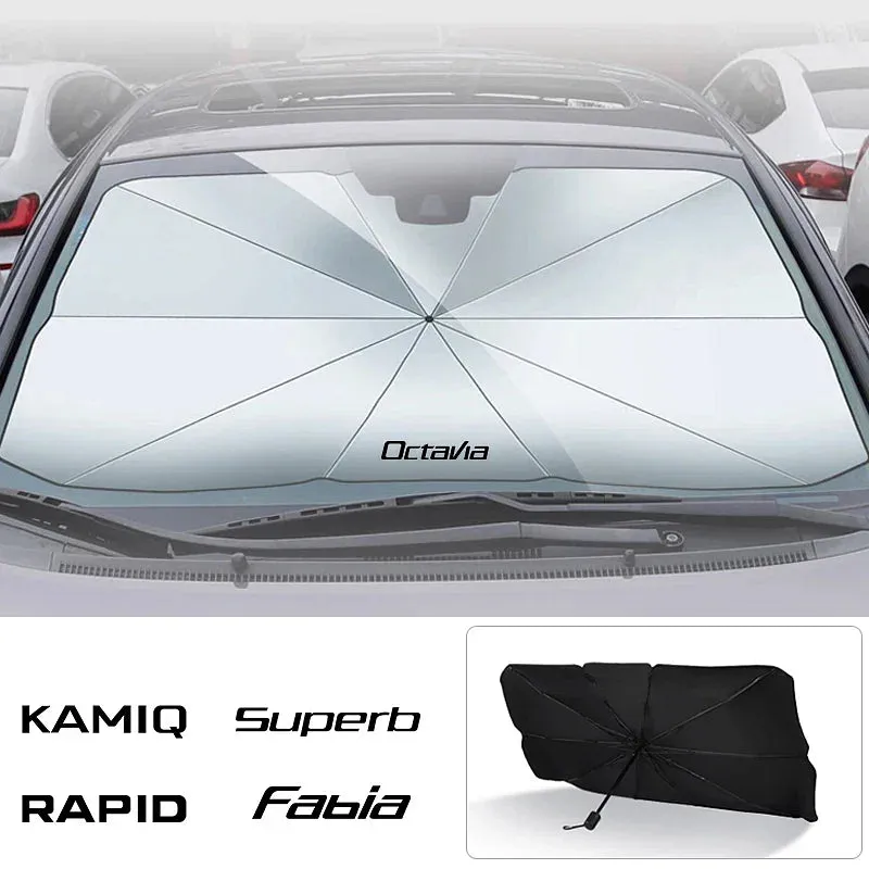 Color: Orange - Car Windshield Sunshade Umbrella Car Front