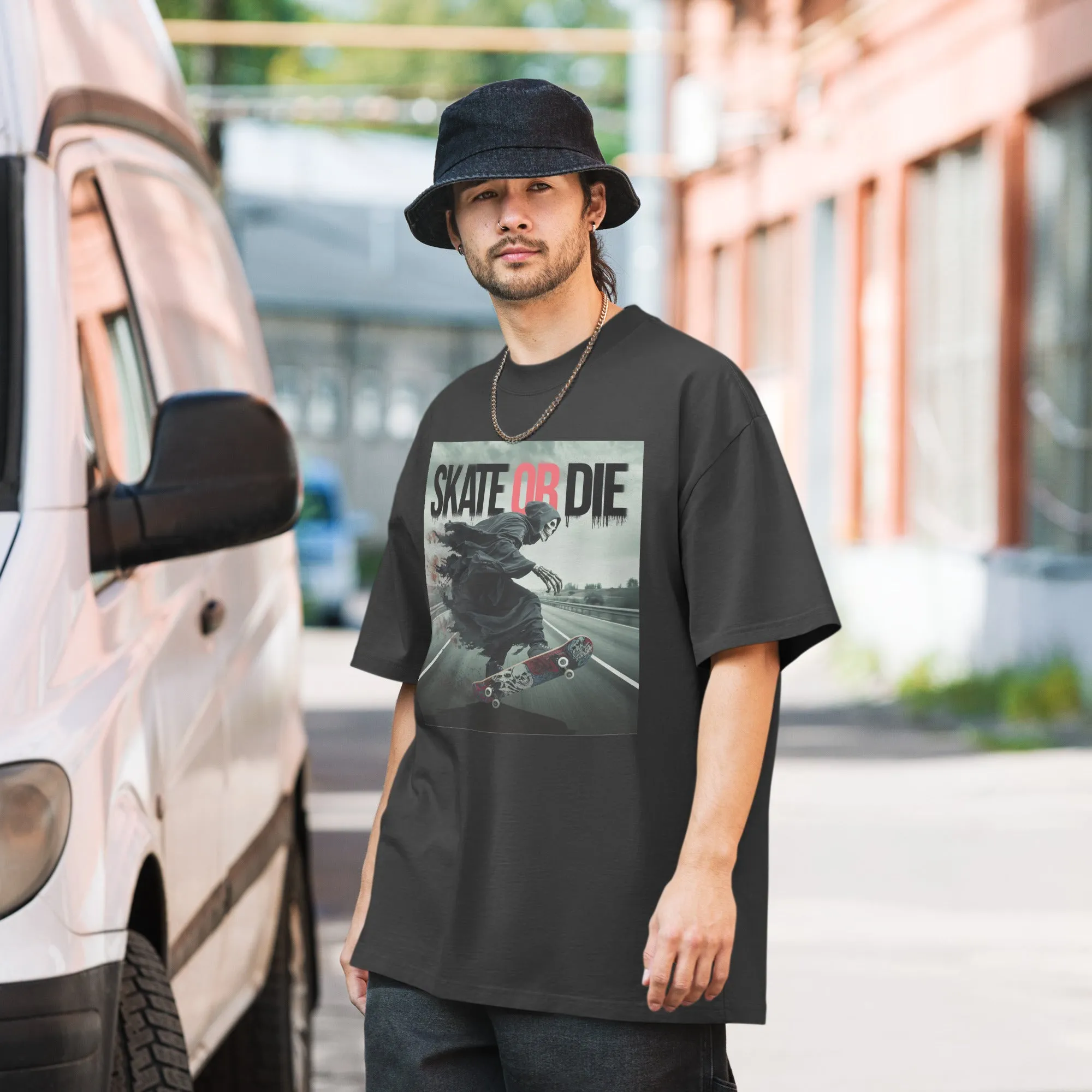 DUO MODERN "Skate Or Die" Oversized Faded T-Shirt