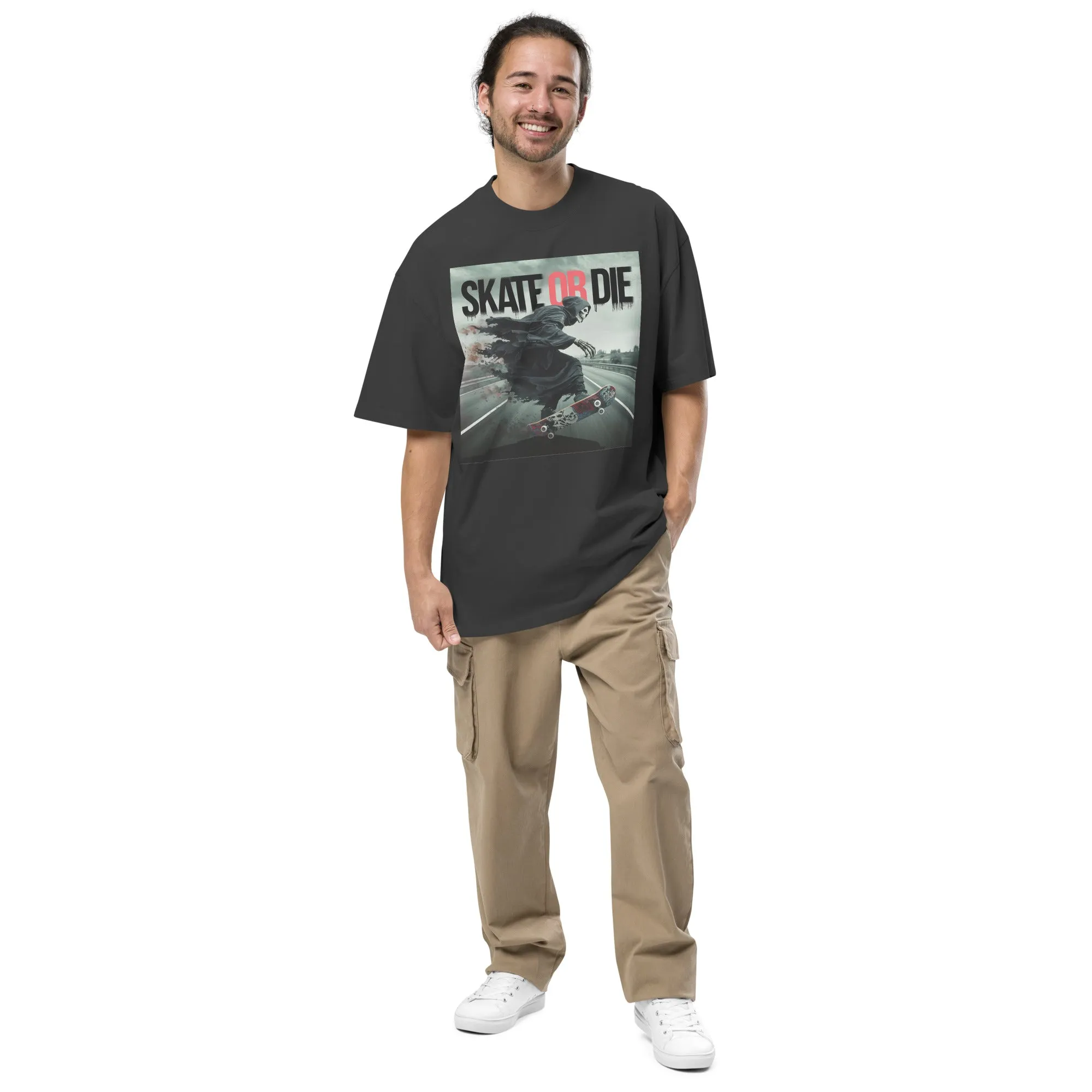 DUO MODERN "Skate Or Die" Oversized Faded T-Shirt