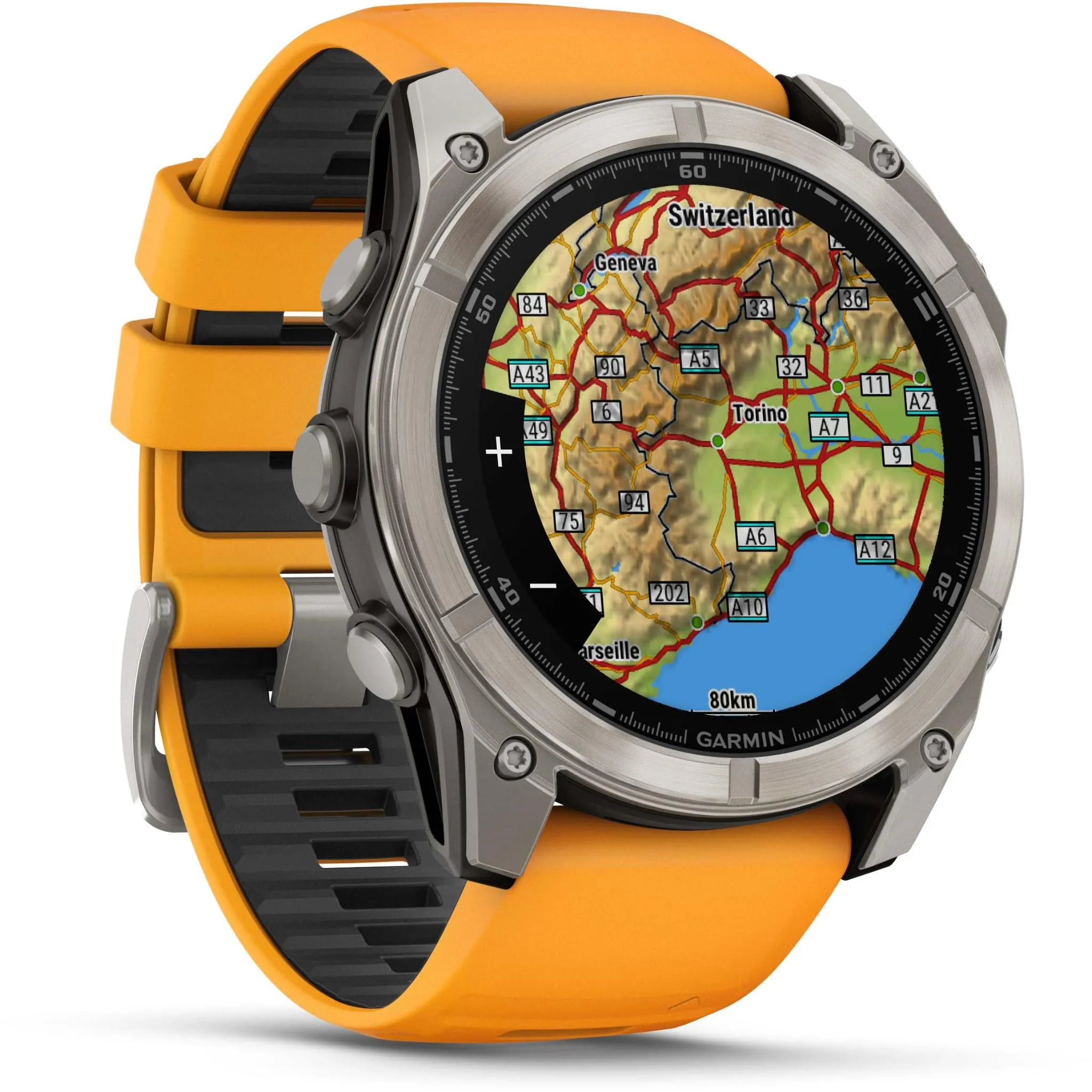 Garmin fenix® 8 51mm AMOLED Sapphire Edition Titanium with Spark Orange   Graphite Band