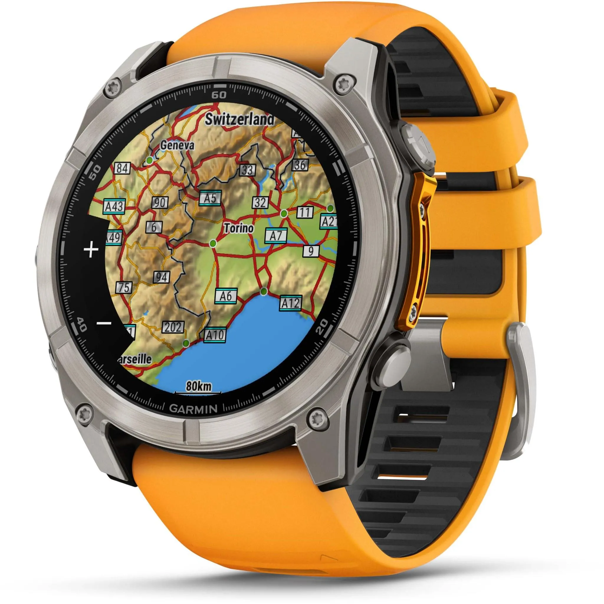 Garmin fenix® 8 51mm AMOLED Sapphire Edition Titanium with Spark Orange   Graphite Band
