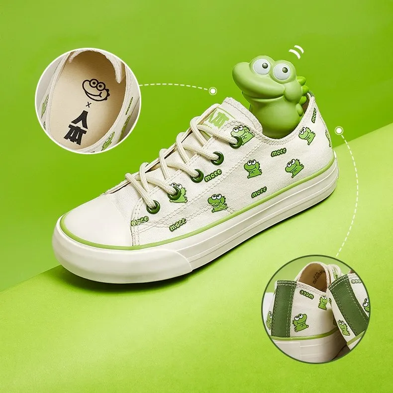 Matcha Color Cartoon Crocodile All-match Canvas Shoes