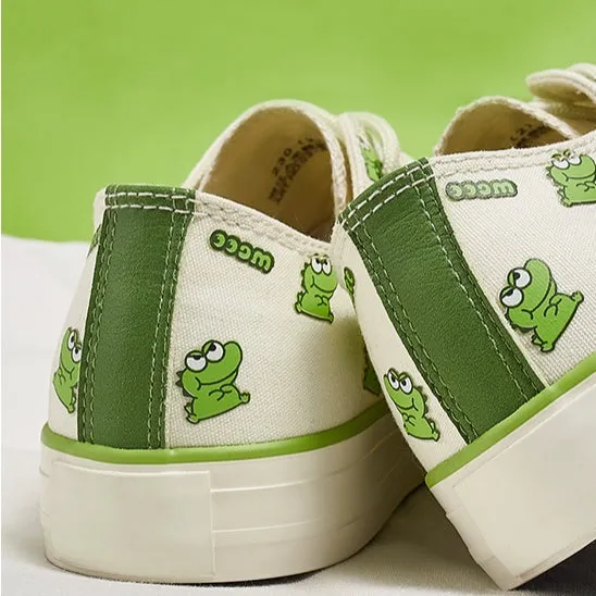 Matcha Color Cartoon Crocodile All-match Canvas Shoes