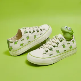 Matcha Color Cartoon Crocodile All-match Canvas Shoes