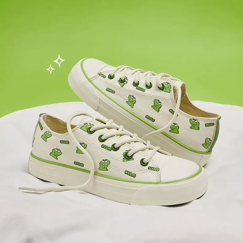 Matcha Color Cartoon Crocodile All-match Canvas Shoes
