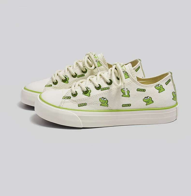 Matcha Color Cartoon Crocodile All-match Canvas Shoes