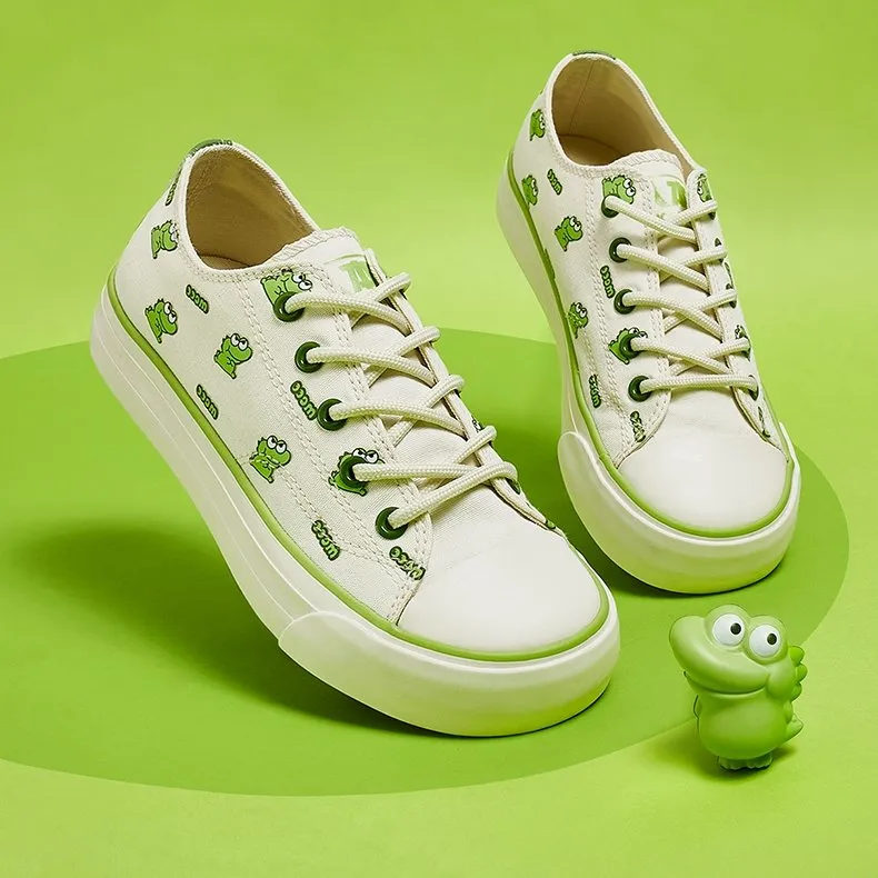 Matcha Color Cartoon Crocodile All-match Canvas Shoes