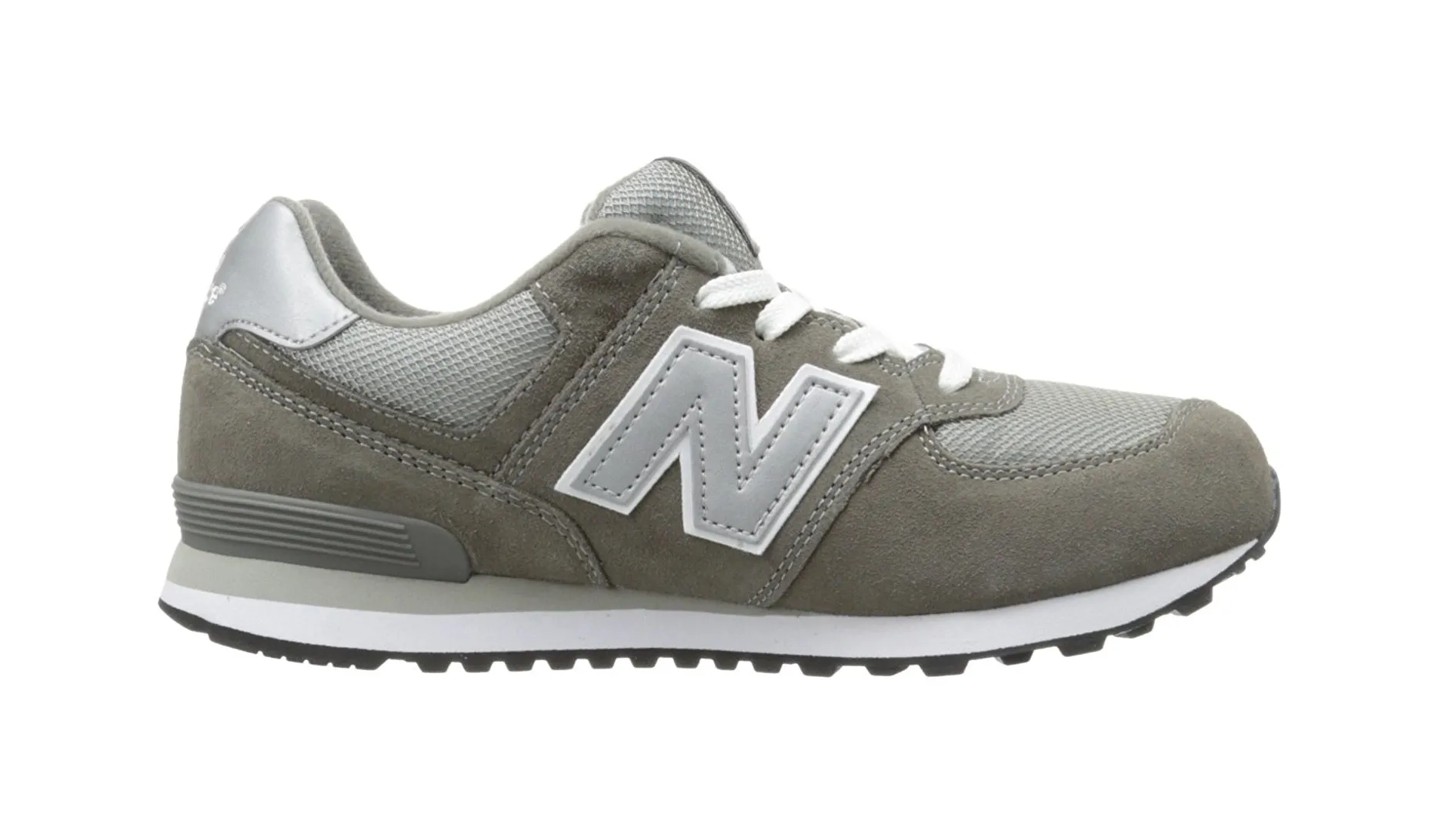 New Balance Big Kids 574 White/Grey Shoes