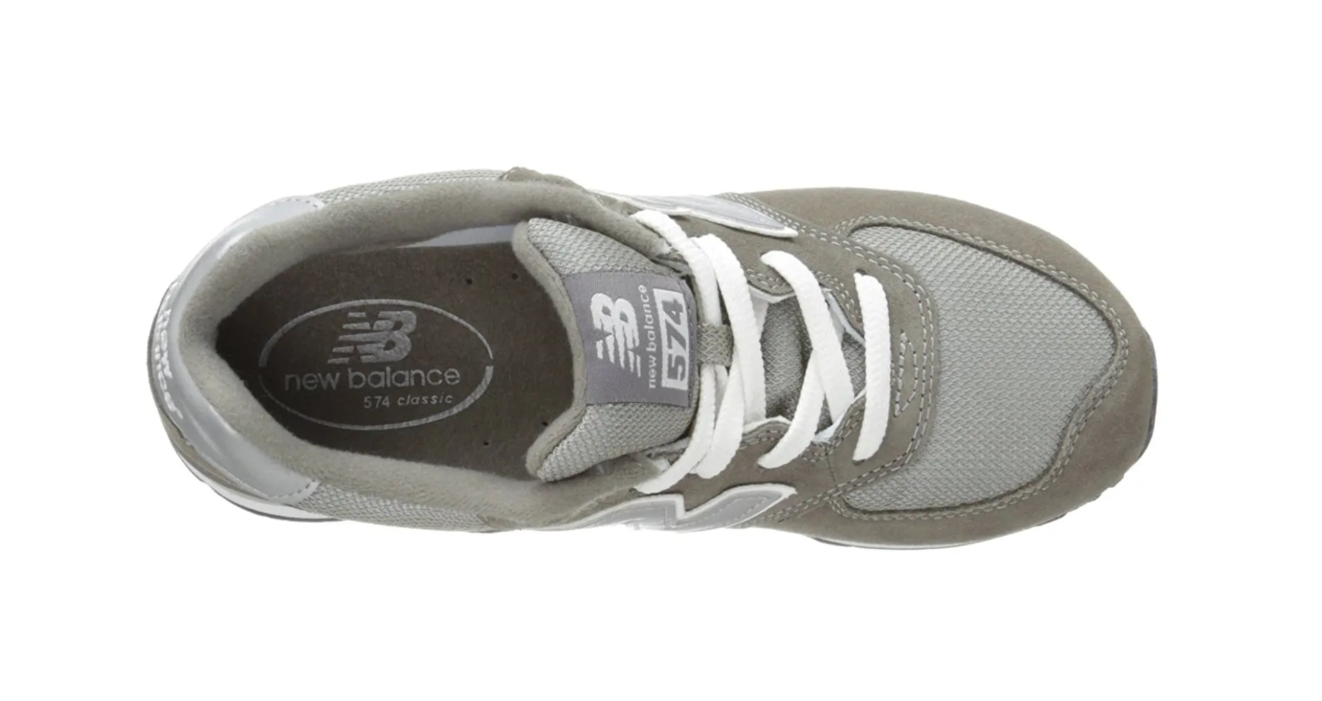 New Balance Big Kids 574 White/Grey Shoes