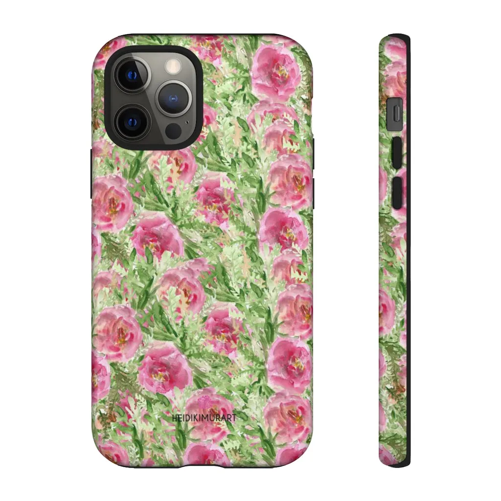 Pink Floral Phone Case, Flower Print Best Designer Art iPhone Samsung Case-Made in USA