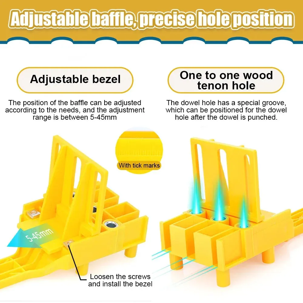 Quick Wood Doweling Jig ABS Plastic Handheld Pocket Hole Jig System 6 8 10mm Drill Bit Hole Puncher for Carpentry Dowel Joints