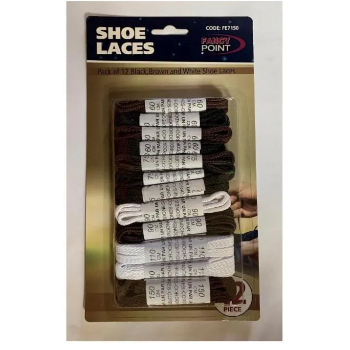 Shoelaces Set Assorted Colours 12pk