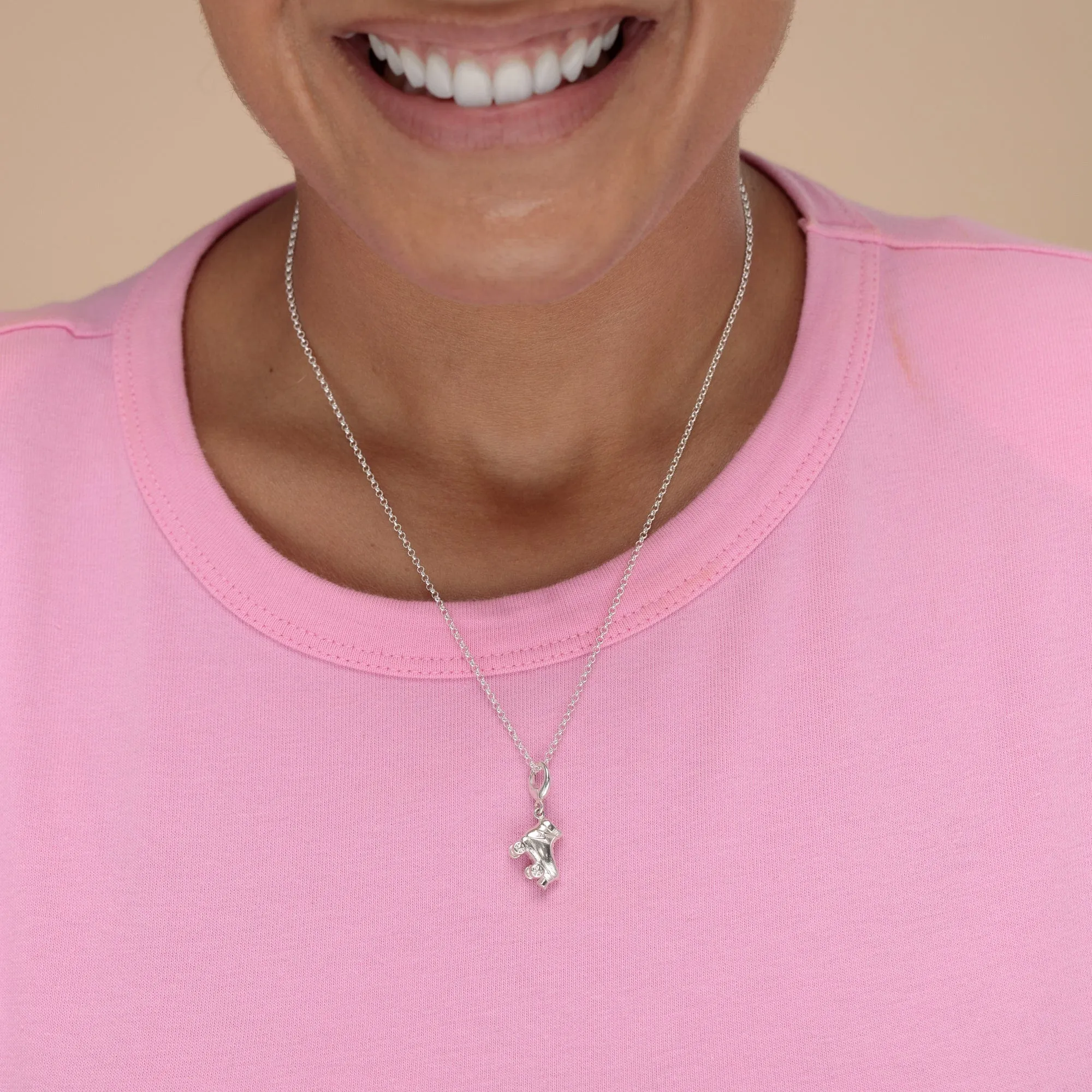 Silver Roller Skate Necklace